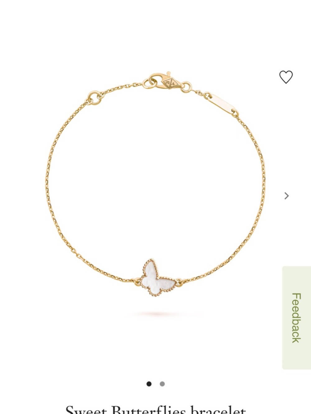 Van Cleef & Arpels Gold Bracelet with White Butterfly Motif